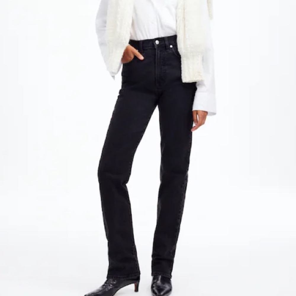 Madewell 90s Straight Leg Denim Jeans | Charcoal / Black Dark Denim - Picture 8 of 9